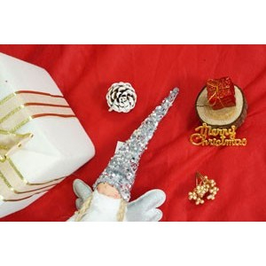 Ornament de Craciun ingeras, Flippy, alb/gri, textil, 53 cm [5]