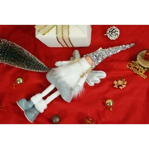 Ornament de Craciun ingeras, Flippy, alb/gri, textil, 53 cm [3]