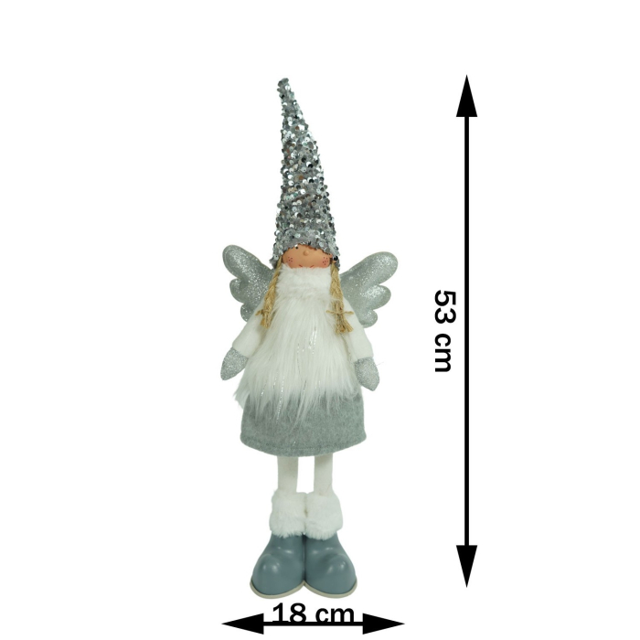 Ornament de Craciun ingeras, Flippy, alb/gri, textil, 53 cm [14]