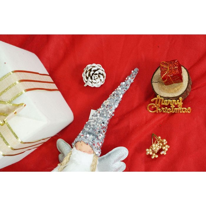 Ornament de Craciun ingeras, Flippy, alb/gri, textil, 53 cm [4]