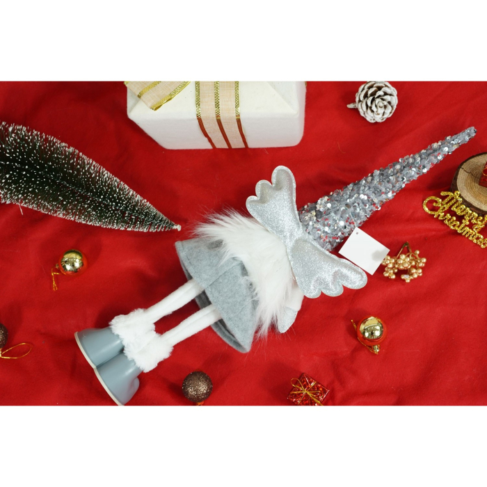 Ornament de Craciun ingeras, Flippy, alb/gri, textil, 53 cm [10]