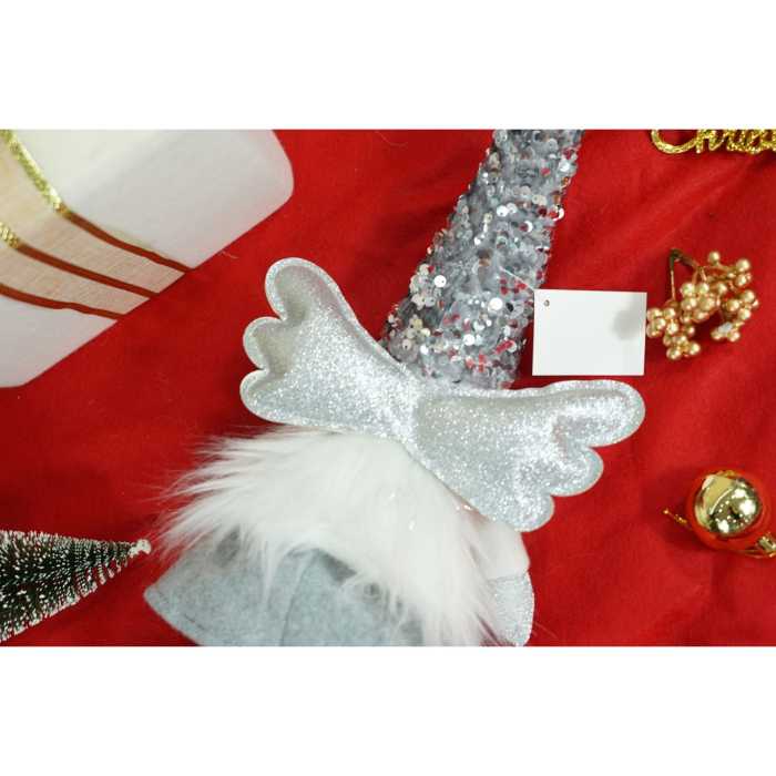 Ornament de Craciun ingeras, Flippy, alb/gri, textil, 53 cm [12]