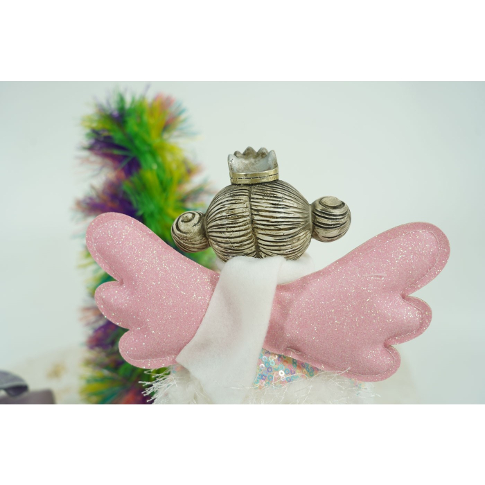 Ornament de Craciun ingeras, Flippy, alb, textil, 26 cm [7]