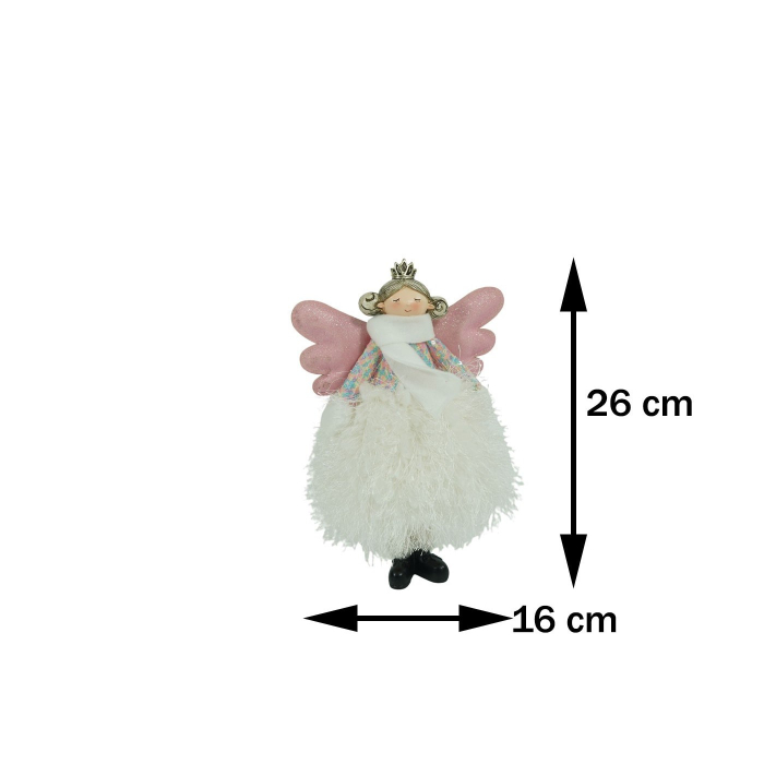 Ornament de Craciun ingeras, Flippy, alb, textil, 26 cm [15]