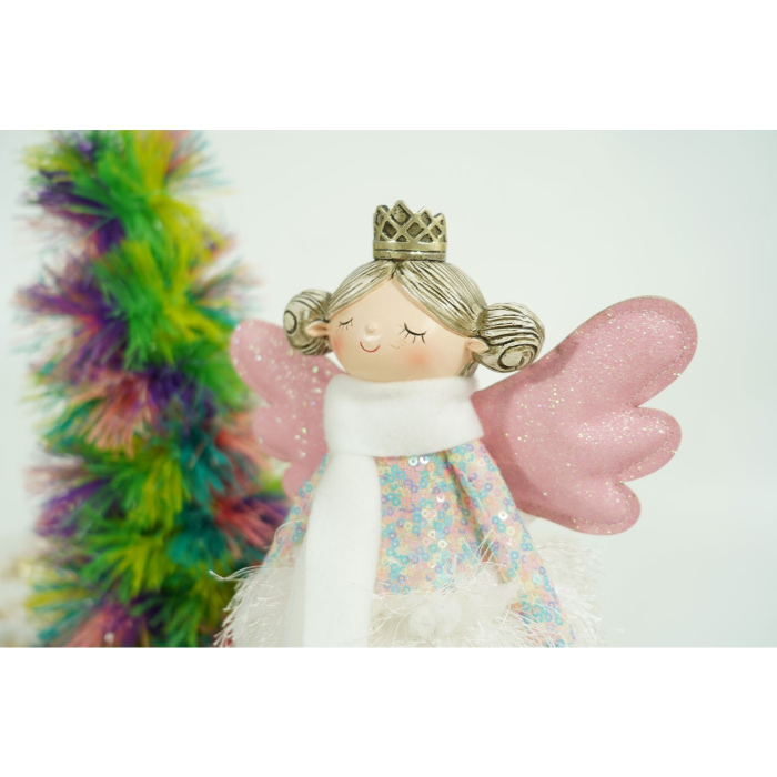 Ornament de Craciun ingeras, Flippy, alb, textil, 26 cm [5]