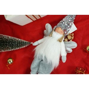 Ornament de Craciun ingeras model 2, Flippy, alb/gri, textil, 53 cm [3]