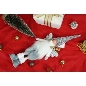 Ornament de Craciun ingeras model 2, Flippy, alb/gri, textil, 53 cm [7]