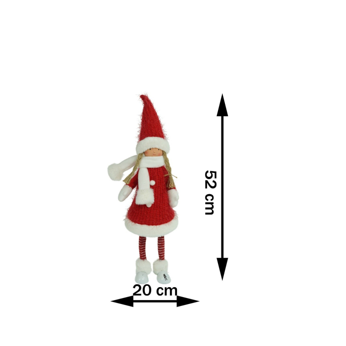 Ornament de Craciun papusa, Flippy, rosu/alb, textil, 52 cm [12]