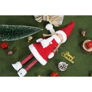 Ornament de Craciun papusa, Flippy, rosu/alb, textil, 52 cm [5]