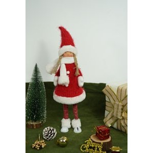 Ornament de Craciun papusa, Flippy, rosu/alb, textil, 52 cm [3]