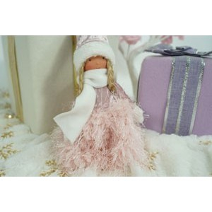 Ornament de Craciun papusa, Flippy, roz/alb, textil, 50 cm [7]