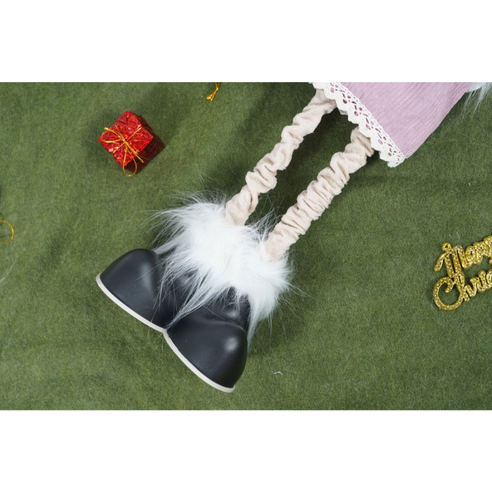 Ornament de Craciun ren cu picioare telescopice, Flippy, roz/alb, textil, 72 cm [8]