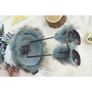 Ornament de Craciun ren, Flippy, gri/alb, textil, 40 cm [9]