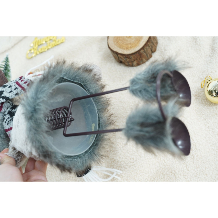 Ornament de Craciun ren, Flippy, gri/alb, textil, 40 cm [8]