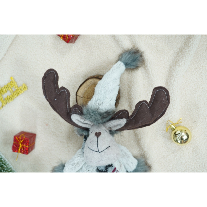 Ornament de Craciun ren, Flippy, gri/alb, textil, 40 cm [10]