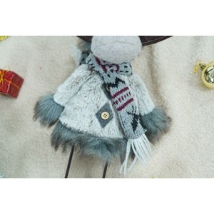 Ornament de Craciun ren, Flippy, gri/alb, textil, 40 cm [5]