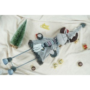 Ornament de Craciun ren, Flippy, gri/alb, textil, 73 cm [3]