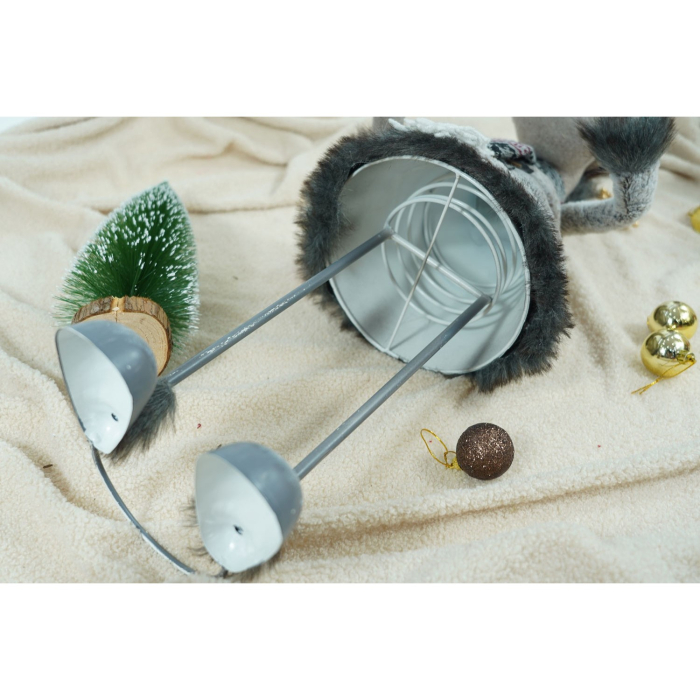 Ornament de Craciun ren, Flippy, gri/alb, textil, 73 cm [6]