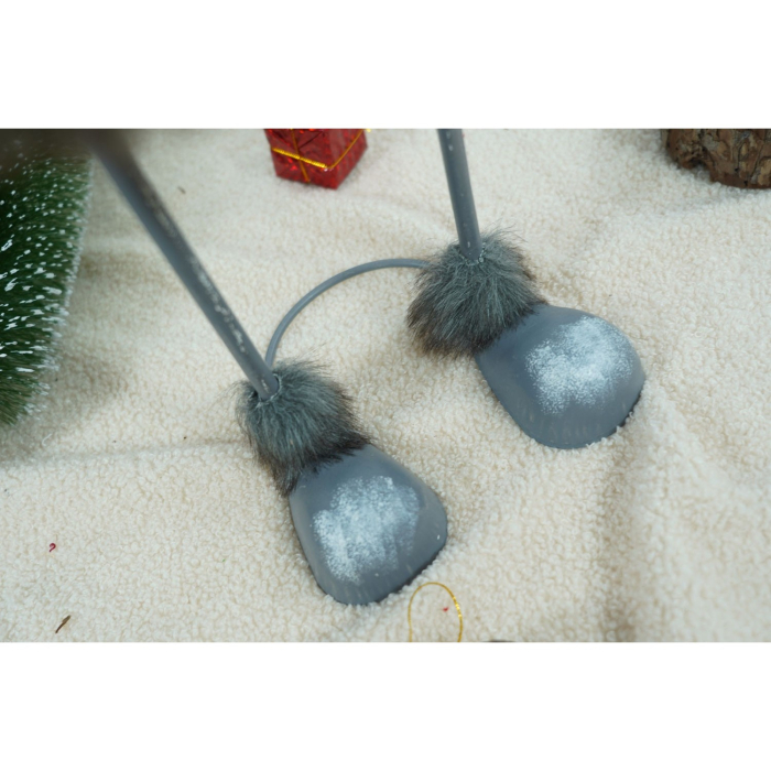 Ornament de Craciun ren, Flippy, gri/alb, textil, 73 cm [12]