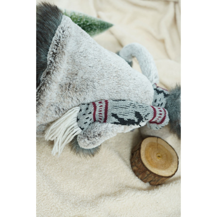 Ornament de Craciun ren, Flippy, gri/alb, textil, 73 cm [10]