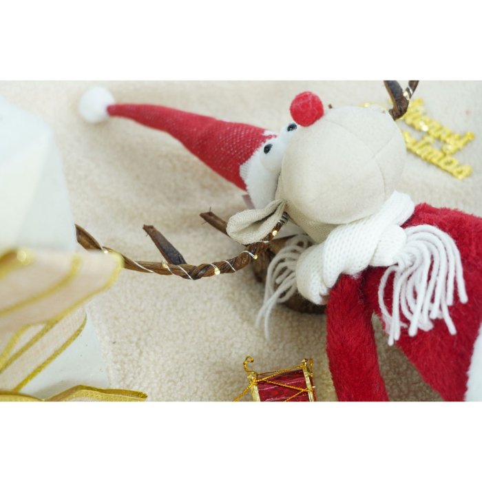 Ornament de Craciun ren, Flippy, rosu/alb, textil, 70 cm [10]