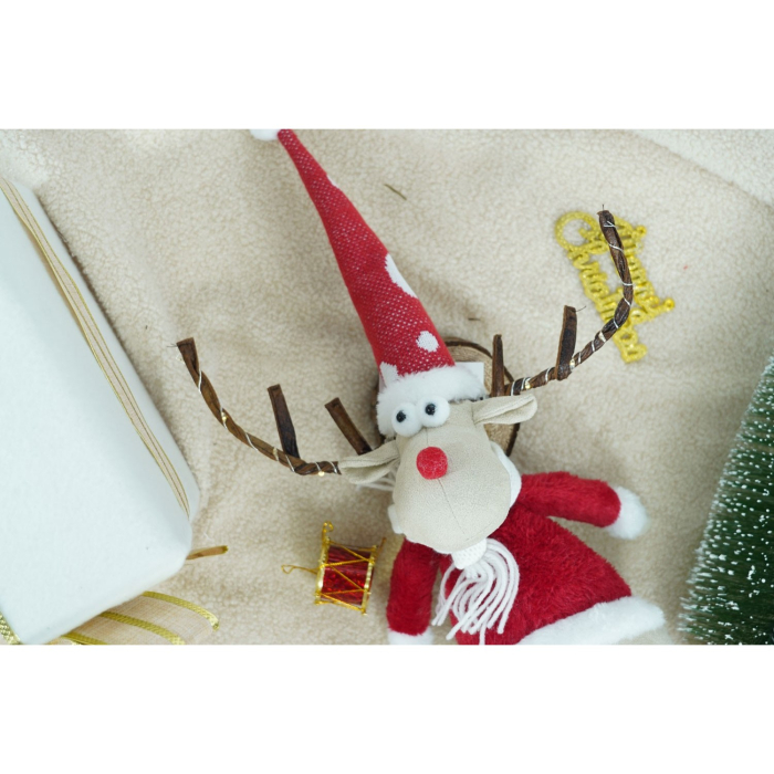 Ornament de Craciun ren, Flippy, rosu/alb, textil, 70 cm [6]