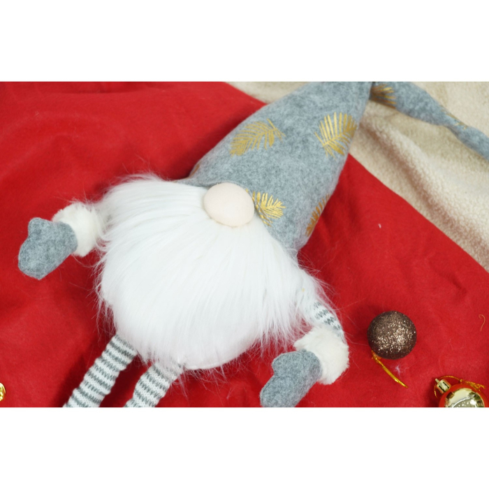 Ornament de Craciun spiridus, Flippy, gri/alb, textil, 80 cm [5]