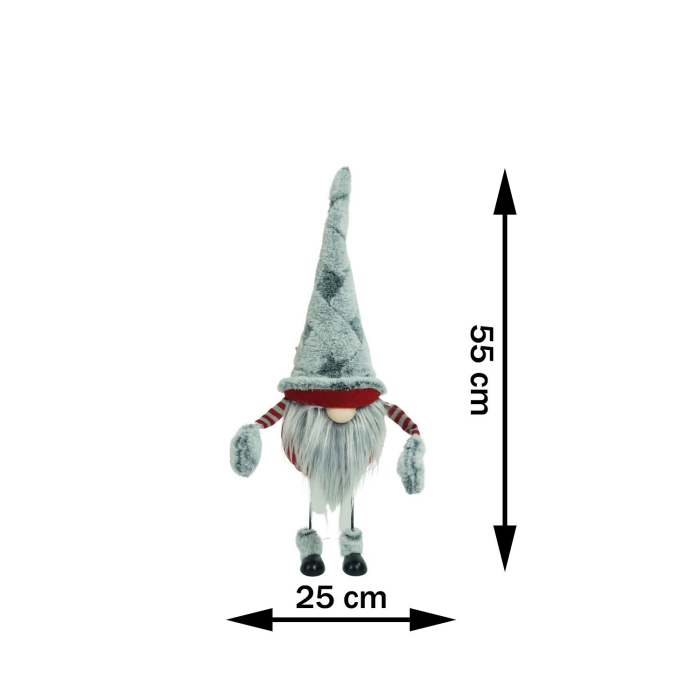 Ornament de Craciun spiridus, Flippy, gri/rosu, textil, 55 cm [10]