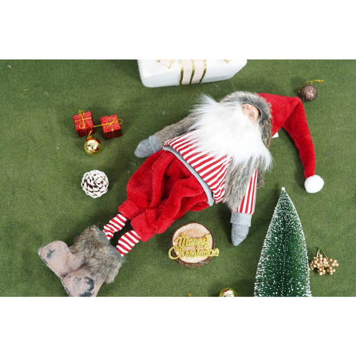 Ornament de Craciun spiridus, Flippy, rosu/gri, textil, 74 cm [2]