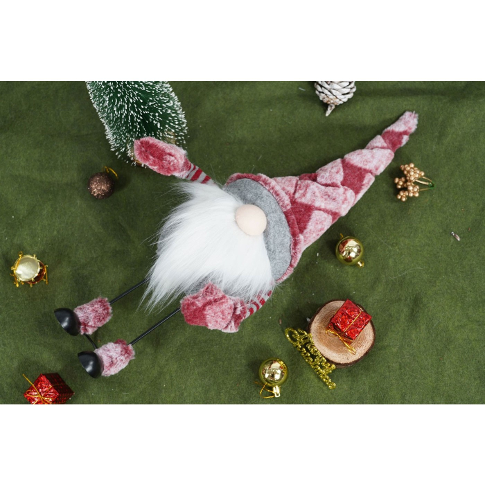 Ornament de Craciun spiridus, Flippy, roz/alb, textil, 55 cm [2]