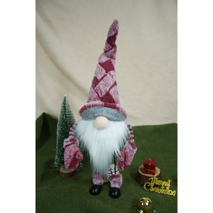 Ornament de Craciun spiridus, Flippy, roz/alb, textil, 55 cm [8]