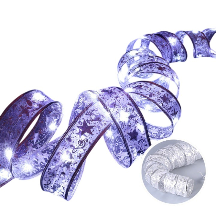 Panglică LED de Crăciun Flippy Aurie, lungime 5 m , 50 LED-uri, Baterii, Alb Rece [4]