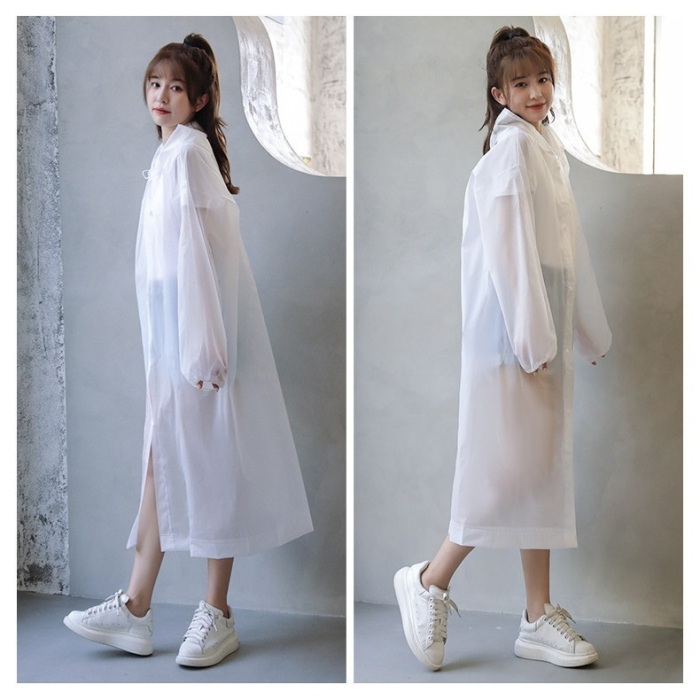 Pelerina de Ploaie , pentru Adulti 150-180 cm, din EVA, Impermeabila, Rezistenta la Vant, Inchidere cu Capse, 140 g, Alb [3]