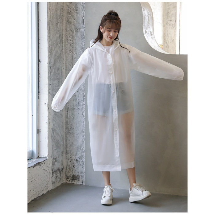 Pelerina de Ploaie , pentru Adulti 150-180 cm, din EVA, Impermeabila, Rezistenta la Vant, Inchidere cu Capse, 140 g, Alb [2]