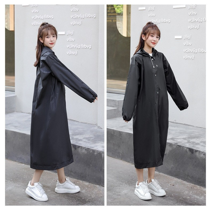 Pelerina de Ploaie , pentru Adulti 150-180 cm, din EVA, Impermeabila, Rezistenta la Vant, Inchidere cu Capse, 140 g, Negru [3]