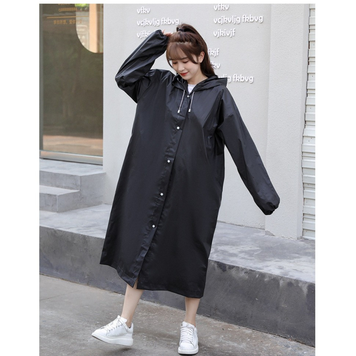 Pelerina de Ploaie , pentru Adulti 150-180 cm, din EVA, Impermeabila, Rezistenta la Vant, Inchidere cu Capse, 140 g, Negru [2]