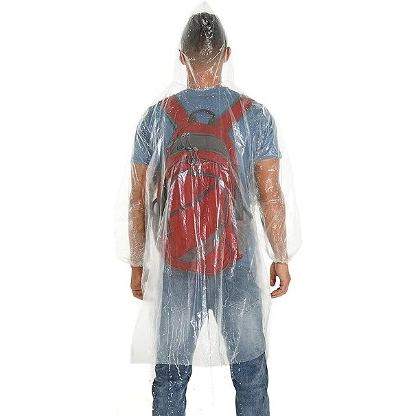 Pelerina de Ploaie , pentru Adulti, 150 x 90 cm, Tip Poncho, Impermeabila, de Unica Folosinta, 30 g, Transparent [3]