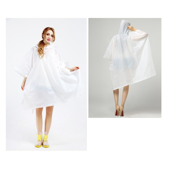 Pelerina de Ploaie , pentru Adulti, EVA, Tip Poncho, Impermeabila, Rezistenta la Vant, Capse Laterale, 160 g, Alb [3]