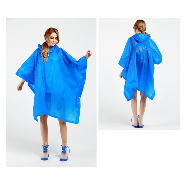 Pelerina de Ploaie , pentru Adulti, EVA, Tip Poncho, Impermeabila, Rezistenta la Vant, Capse Laterale, 160 g, Albastru [5]
