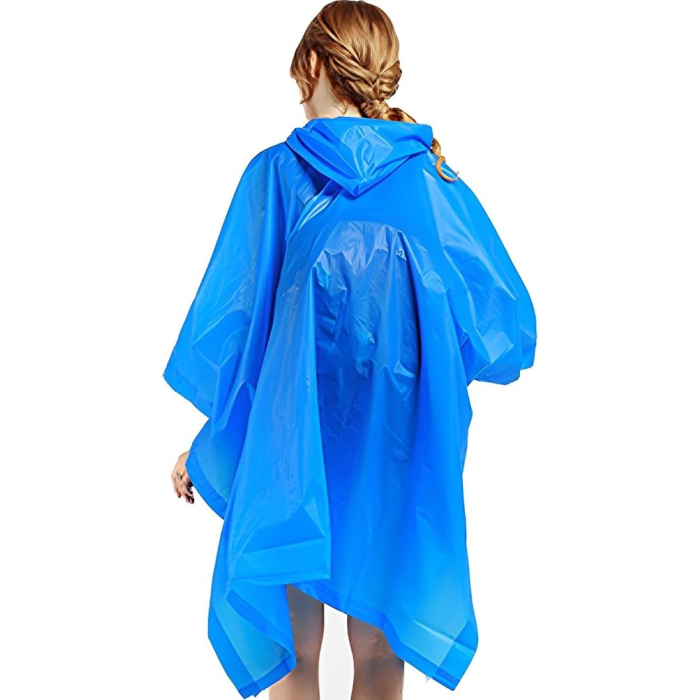 Pelerina de Ploaie , pentru Adulti, EVA, Tip Poncho, Impermeabila, Rezistenta la Vant, Capse Laterale, 160 g, Albastru [2]