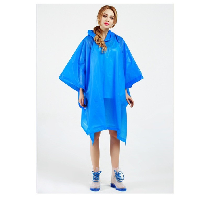 Pelerina de Ploaie , pentru Adulti, EVA, Tip Poncho, Impermeabila, Rezistenta la Vant, Capse Laterale, 160 g, Albastru [6]