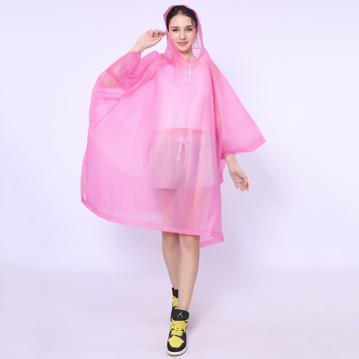 Pelerina de Ploaie , pentru Adulti, EVA, Tip Poncho, Impermeabila, Rezistenta la Vant, Capse Laterale, 160 g, Roz [3]