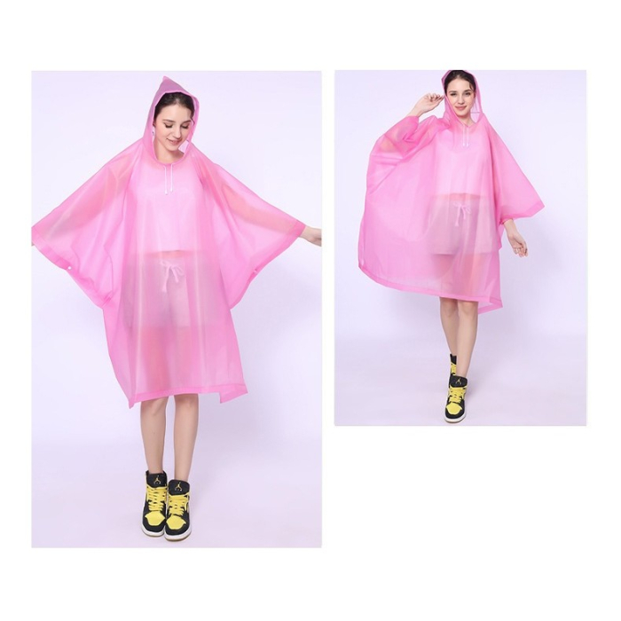 Pelerina de Ploaie , pentru Adulti, EVA, Tip Poncho, Impermeabila, Rezistenta la Vant, Capse Laterale, 160 g, Roz [5]