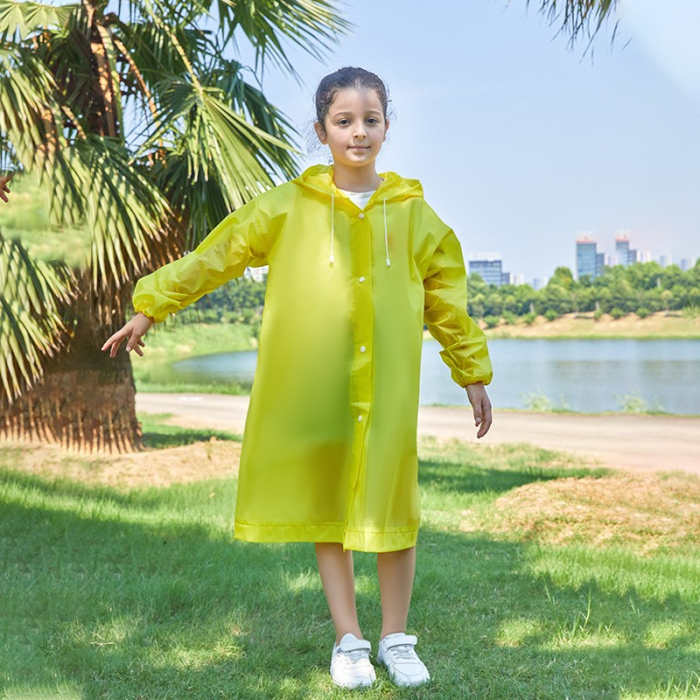 Pelerina de Ploaie , pentru Copii 100-145 cm, din EVA, Impermeabila, Inchidere cu Capse, Galben [6]