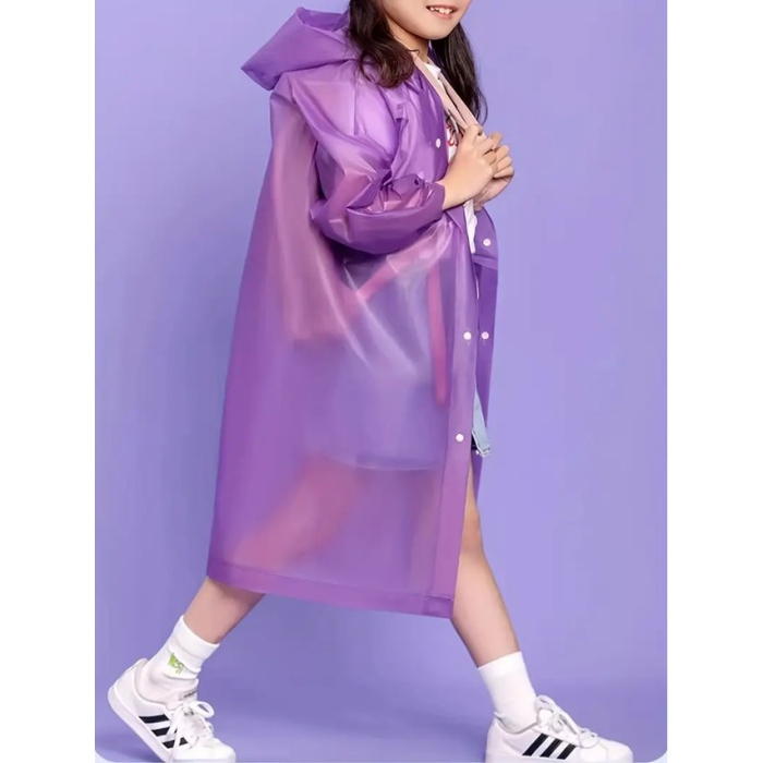 Pelerina de Ploaie , pentru Copii 100-145 cm, din EVA, Impermeabila, Inchidere cu Capse, Mov [6]