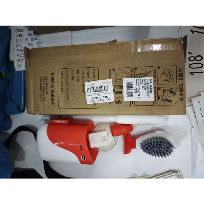 Perie de Toaleta , cu Suport de Perete, Recipient Detergent, 2 Tipuri de Perii, Model Balena, Rosu [7]