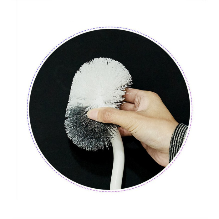 Perie de Toaleta , Maner Curbat, cu Suport, 40 x 12 cm, Peri Flexibili, Alb [5]