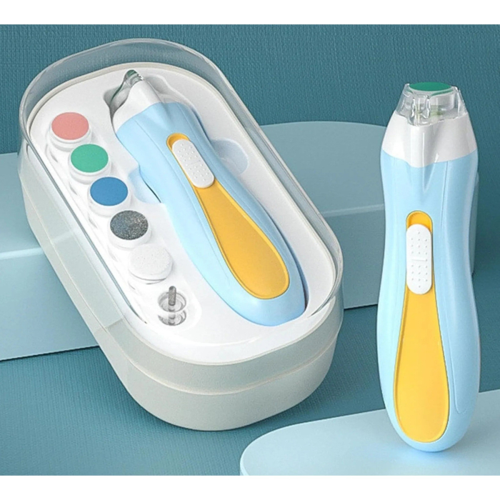 Pila Electrica, Flippy, pentru Copii si Bebelusi, din ABS, 6 Accesorii, cu Lumina LED, 9.5 x 6 x 17 cm, Albastru/Portocaliu [3]