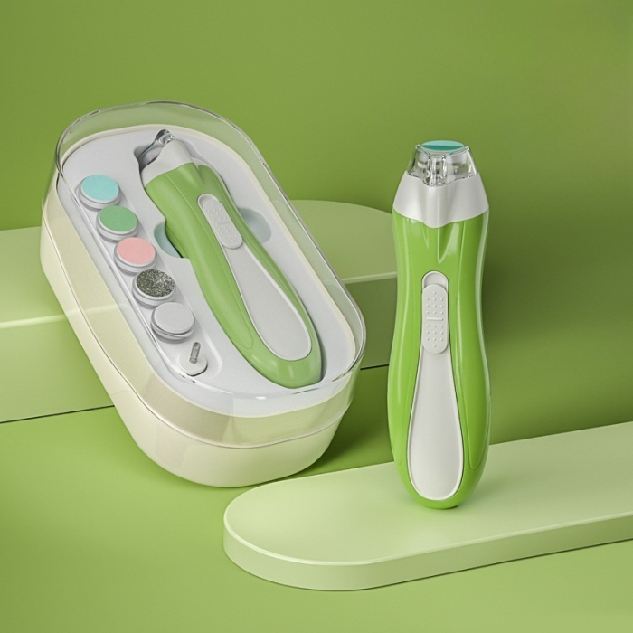 Pila Electrica, Flippy, pentru Copii si Bebelusi, din ABS, 6 Accesorii, cu Lumina LED, 9.5 x 6 x 17 cm, Verde [5]