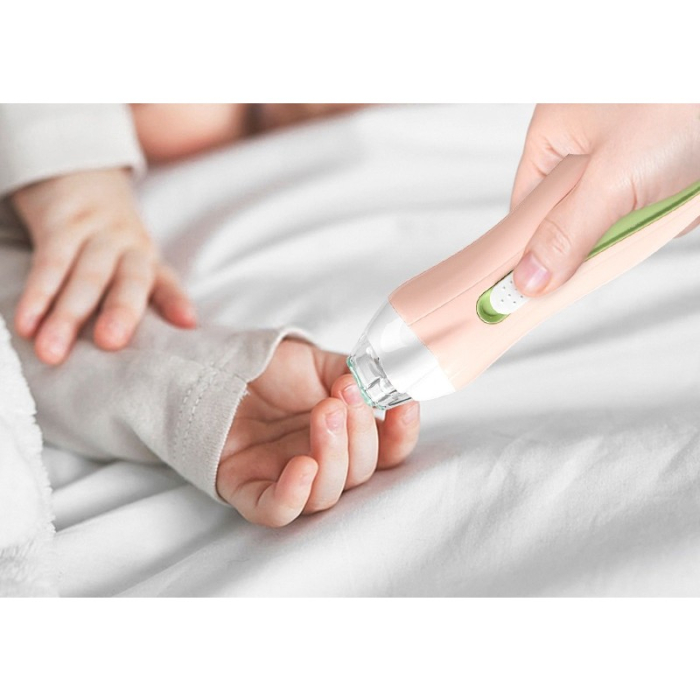 Pila Electrica, Flippy, pentru Copii si Bebelusi, din ABS, 6 Accesorii, cu Lumina LED, 9.5 x 6 x 17 cm, Verde/Roz [2]